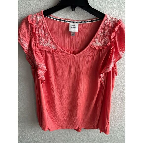 Knox Rose Tops - ❤️Knox Rose Flutter Short Sleeve Embroidered Top